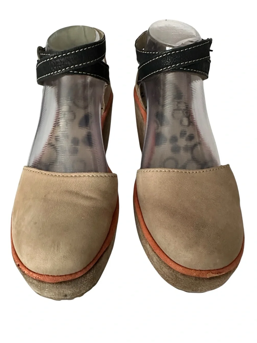 Fly London Punch Penn Wedge Sandals Taupe Nubuck Leather Size 40